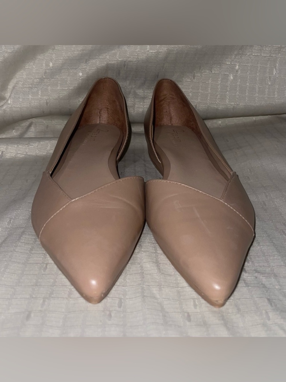 EUC 27 EDIT Blush Nude Leather Pointed-Toe Slip-On Flats - Picture 2 of 9
